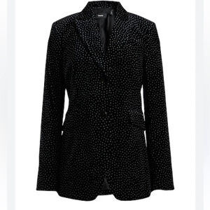 THEORY VELVET MINI POLKADOT SINGLE BREASTED BLAZER SZ 6